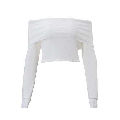 JULIA™ | Elegante Off-Shoulder Ribbed Crop Top
